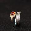 Feather Garnet Gemstone 925 Sterling Silver Adjustable Ring - Silver Equinox