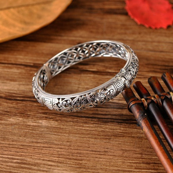 Hollow Flower Silver Cuff Bracelet | Cuff Bracelet | Silver Equinox