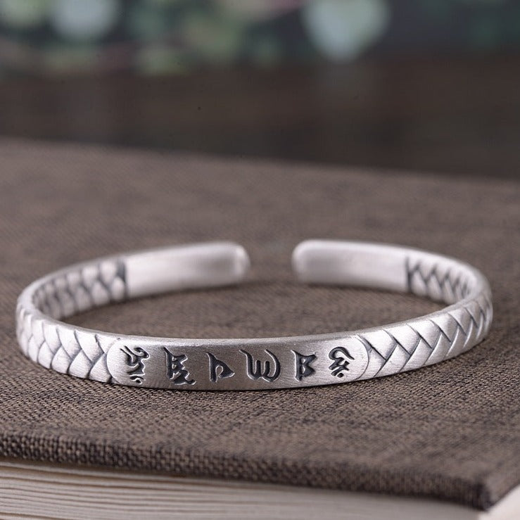 Mantra Fine Silver Cuff Bracelet | Silver Bracelet | Silver Equinox