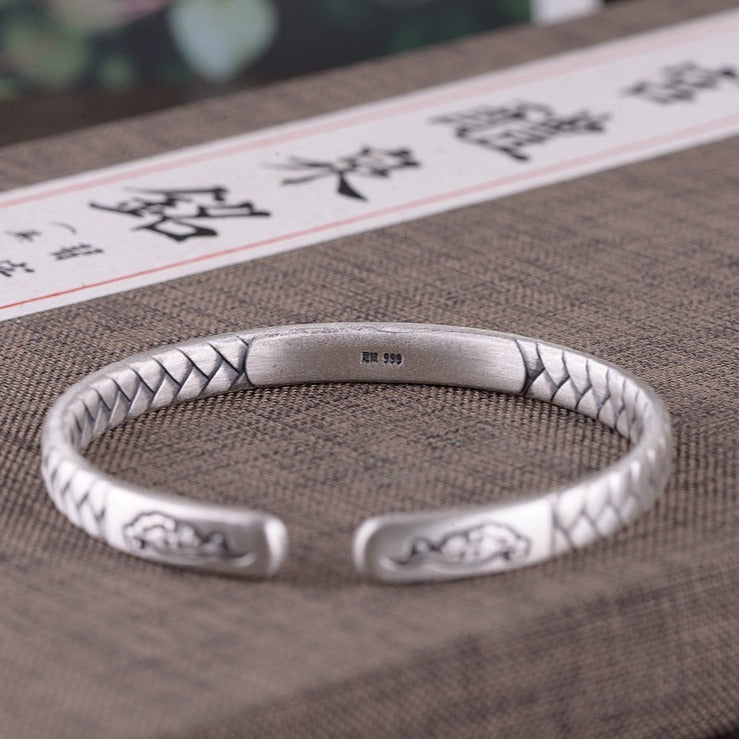 Mantra Fine Silver Cuff Bracelet | Silver Bracelet | Silver Equinox