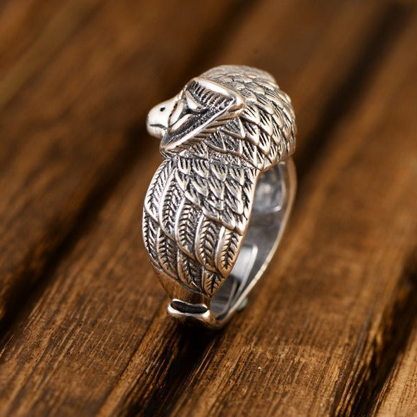 Owl 925 Sterling Silver Adjustable Ring - Silver Equinox