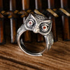 Owl 925 Sterling Silver Adjustable Ring - Silver Equinox