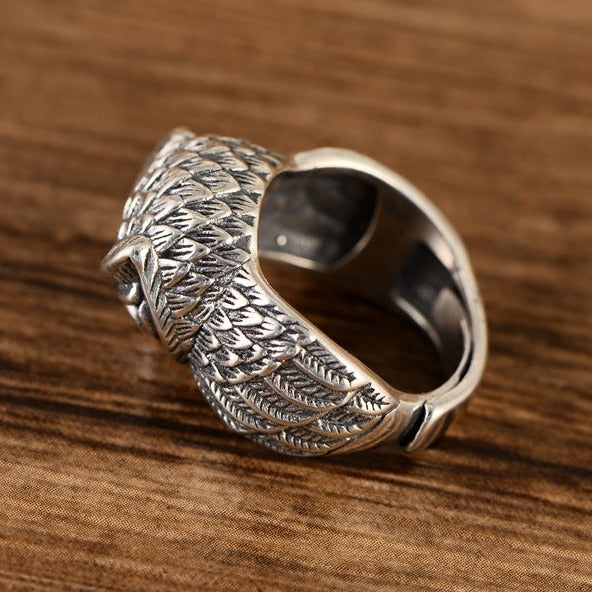 Owl 925 Sterling Silver Adjustable Ring - Silver Equinox