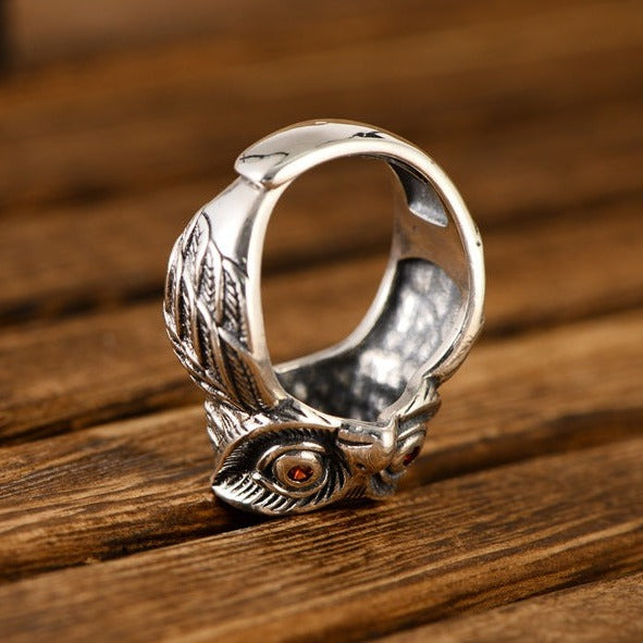 Owl 925 Sterling Silver Adjustable Ring - Silver Equinox