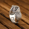 Owl 925 Sterling Silver Adjustable Ring - Silver Equinox