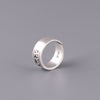 Minimalist Tibetan Mantra 999 Fine Silver Adjustable Ring - Silver Equinox