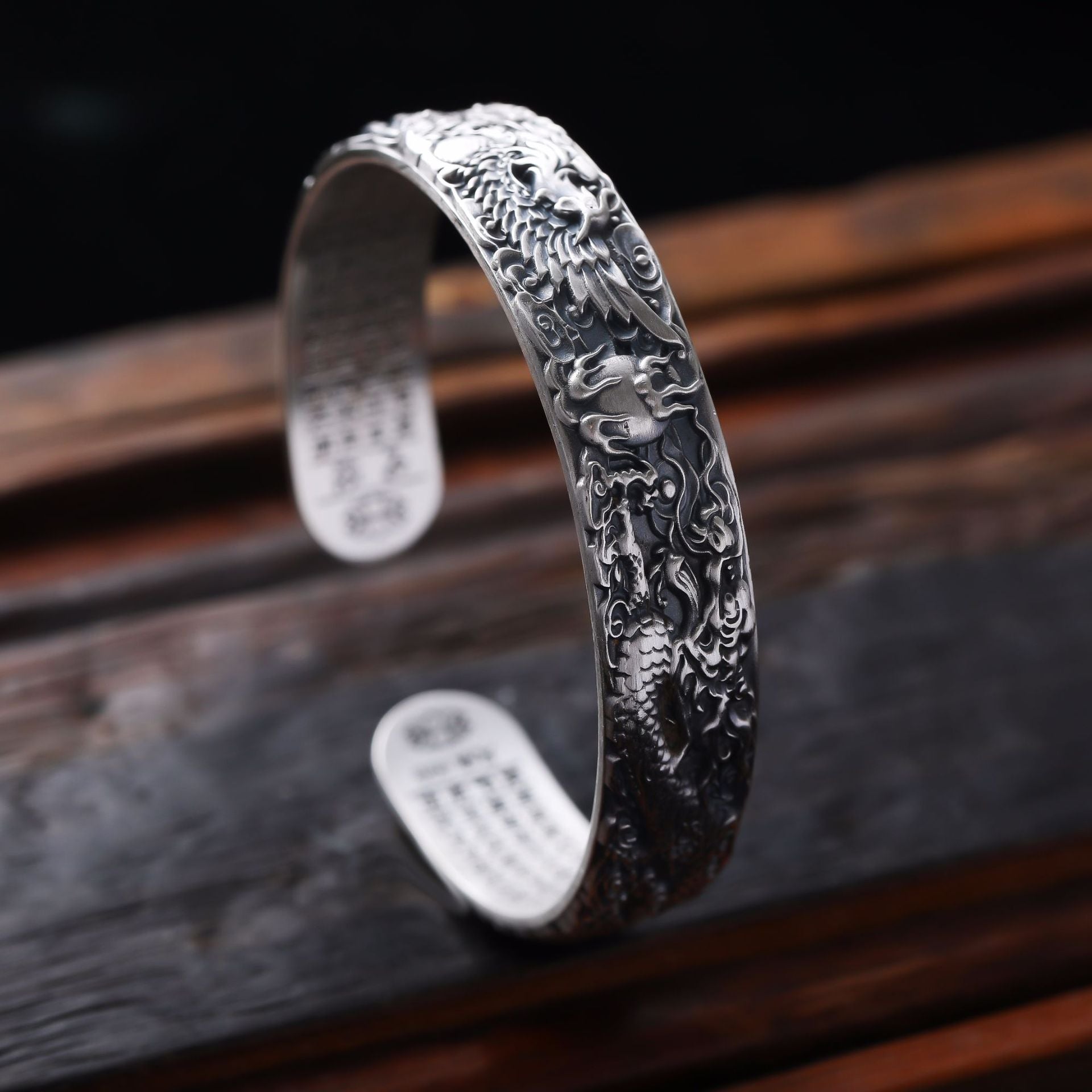 Phoenix Dragon Silver Cuff Bracelet | Dragon Bracelet | Silver Equinox