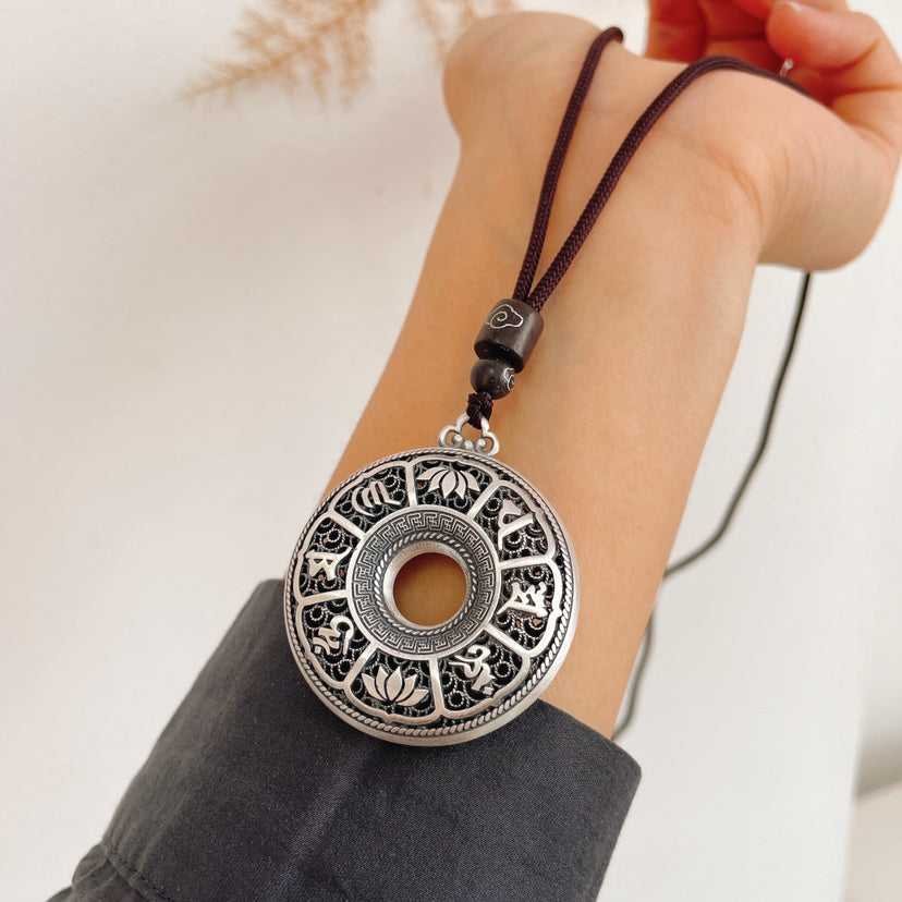 Tibetan Mantra Fine Silver Pendant | Silver Pendant | Silver Equinox