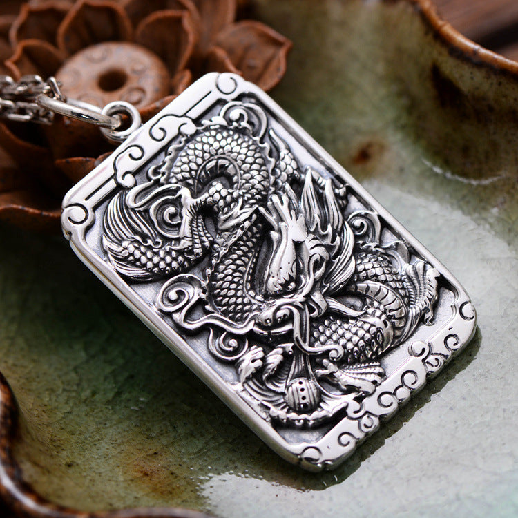 Asian Dragon Fine Silver Pendant - Silver Equinox