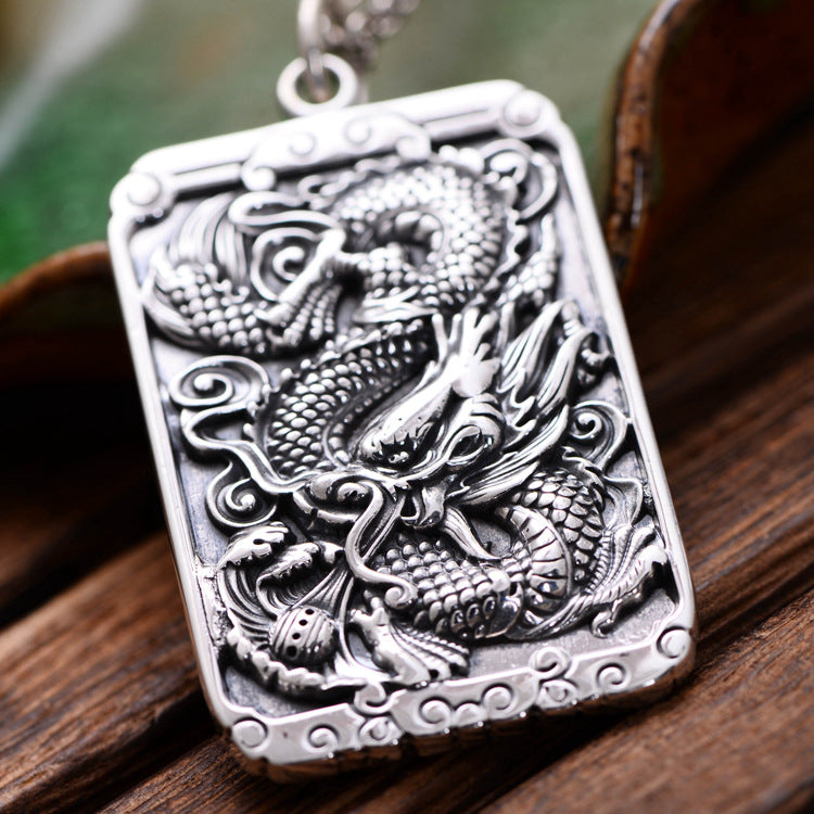 Asian Dragon Fine Silver Pendant - Silver Equinox