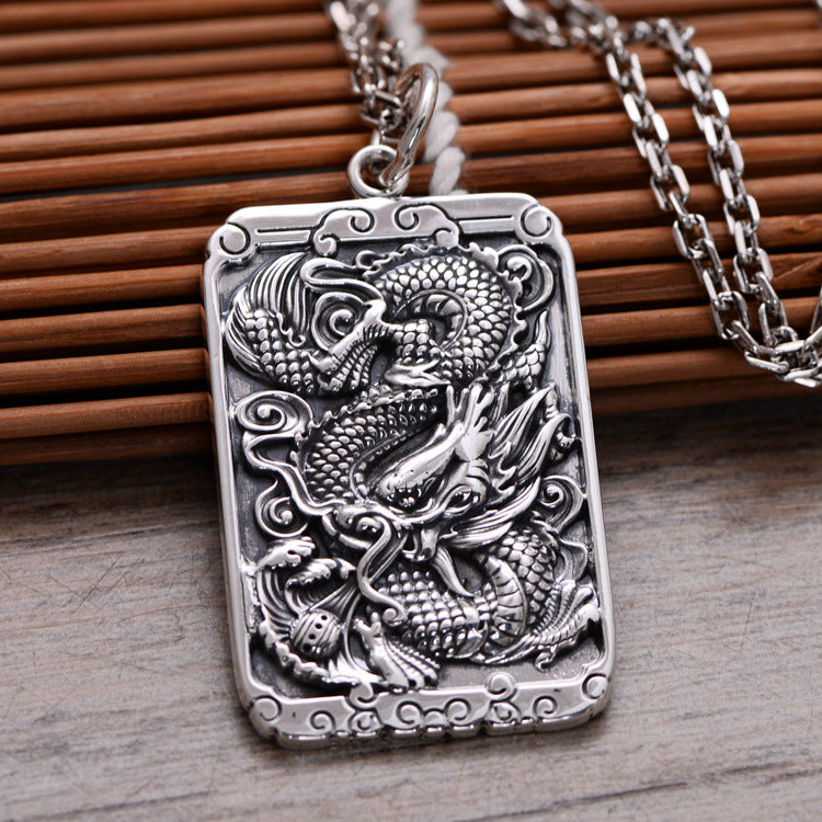 Asian Dragon Fine Silver Pendant - Silver Equinox