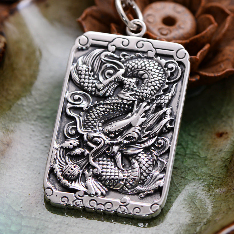 Asian Dragon Fine Silver Pendant - Silver Equinox