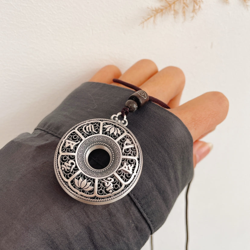 Tibetan Mantra Fine Silver Pendant | Silver Pendant | Silver Equinox