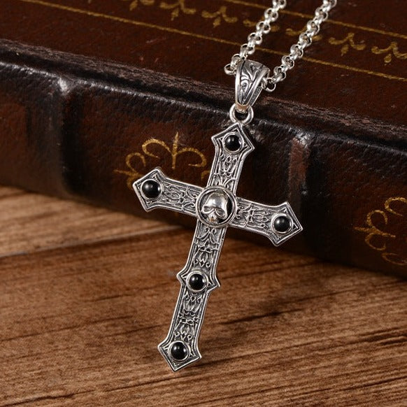 Cross Sterling Silver Necklace | Gemstone Pendant | Silver Equinox