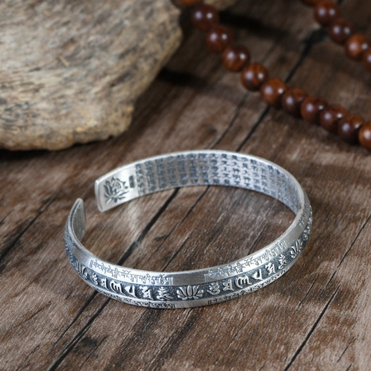 Tibetan Mantra print Bracelet | Custom Bracelet | Silver Equinox