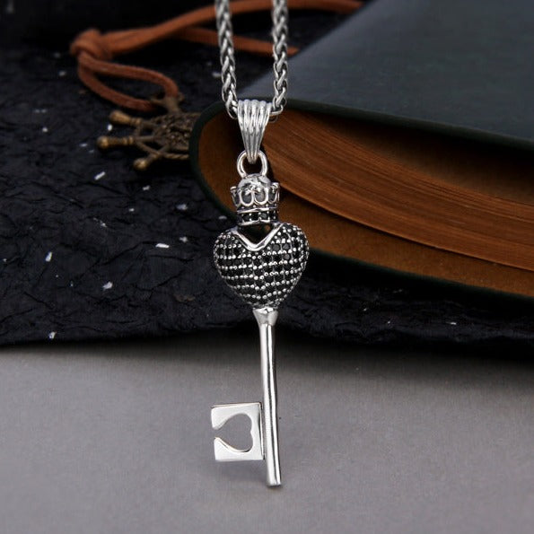 Heart Key Silver Pendant | Sterling Silver Pendant | Silver Equinox