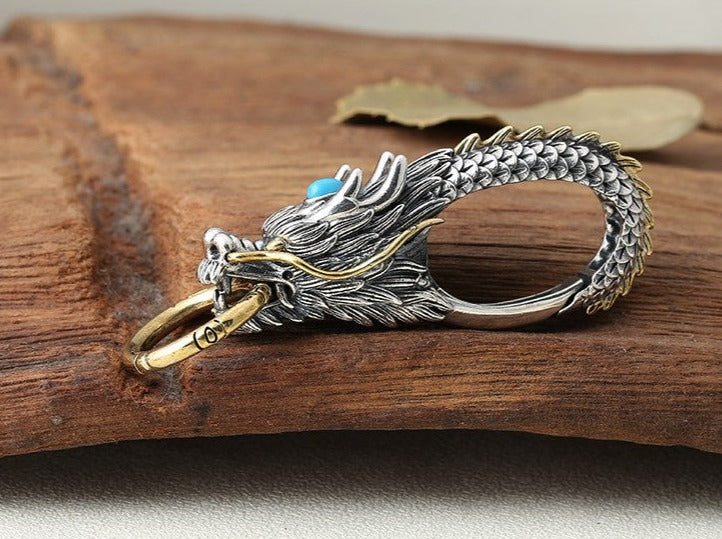 Silver Dragon Keychain | Sterling Silver Keychain | Silver Equinox