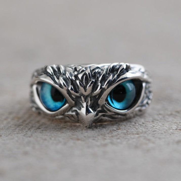 Owl Eyes 925 Sterling Silver Adjustable Ring - Silver Equinox