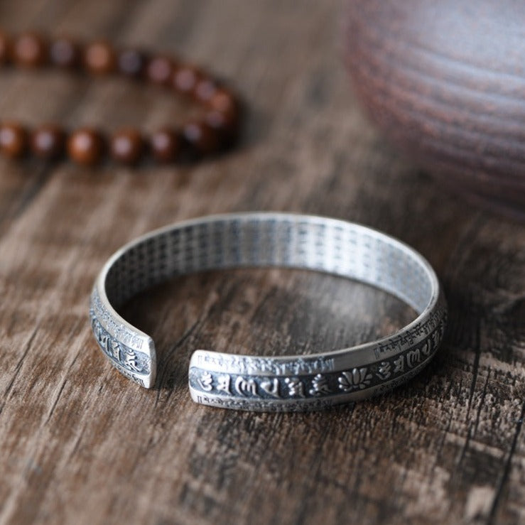 Tibetan Mantra print Bracelet | Custom Bracelet | Silver Equinox