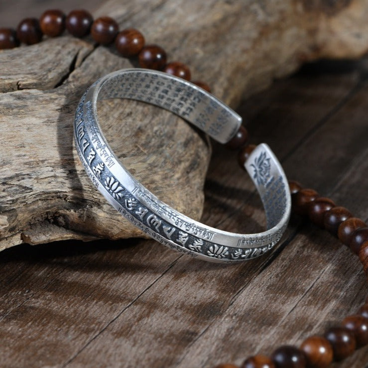 Tibetan Mantra print Bracelet | Custom Bracelet | Silver Equinox