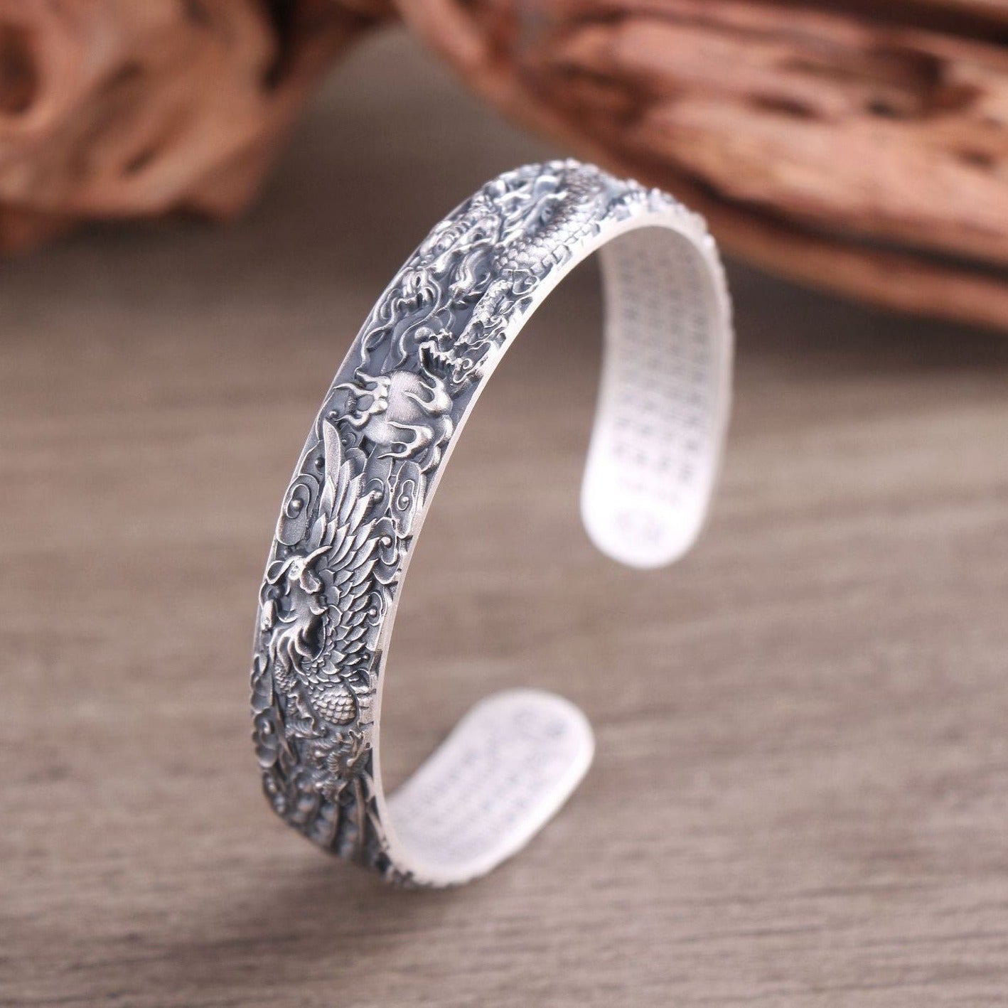 Phoenix Dragon Silver Cuff Bracelet | Dragon Bracelet | Silver Equinox