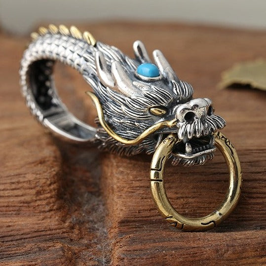 Silver Dragon Keychain | Sterling Silver Keychain | Silver Equinox