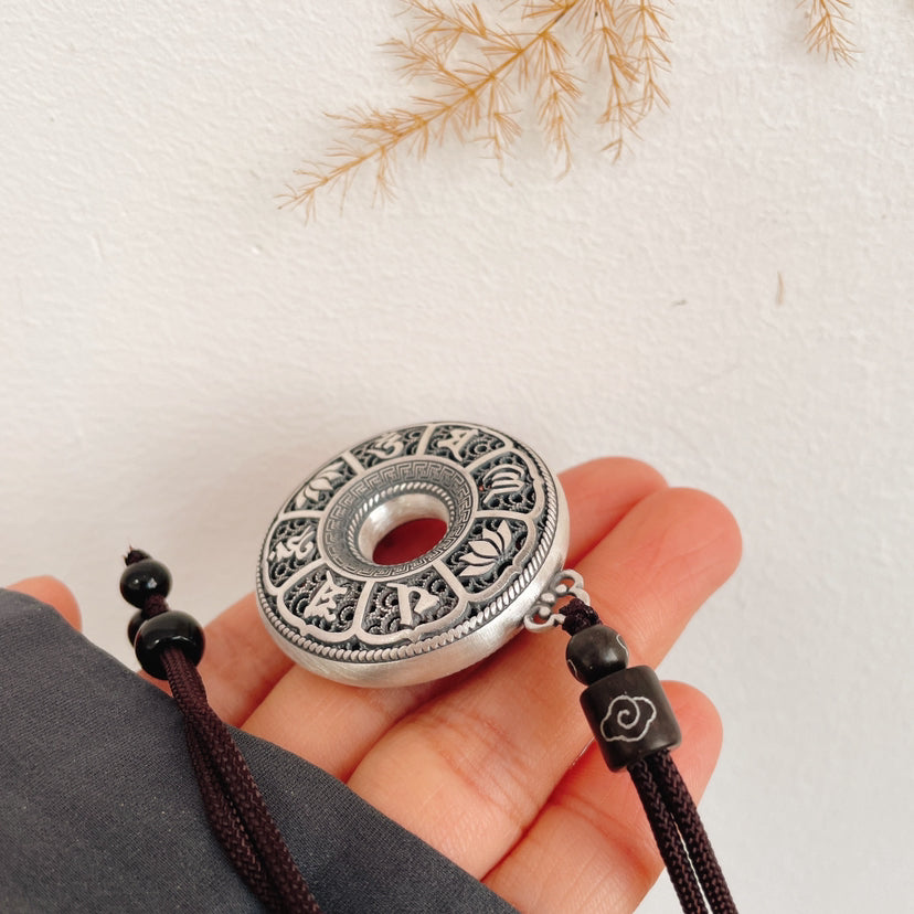 Tibetan Mantra Fine Silver Pendant | Silver Pendant | Silver Equinox